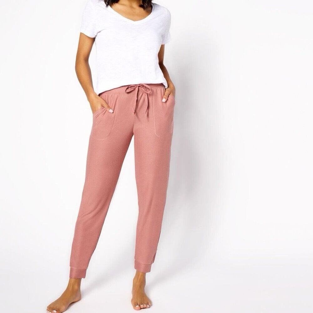 Cuddl Duds Plus P1X 1X Petite Comfortwear Jogger Pants Clay Coral Heather Orange